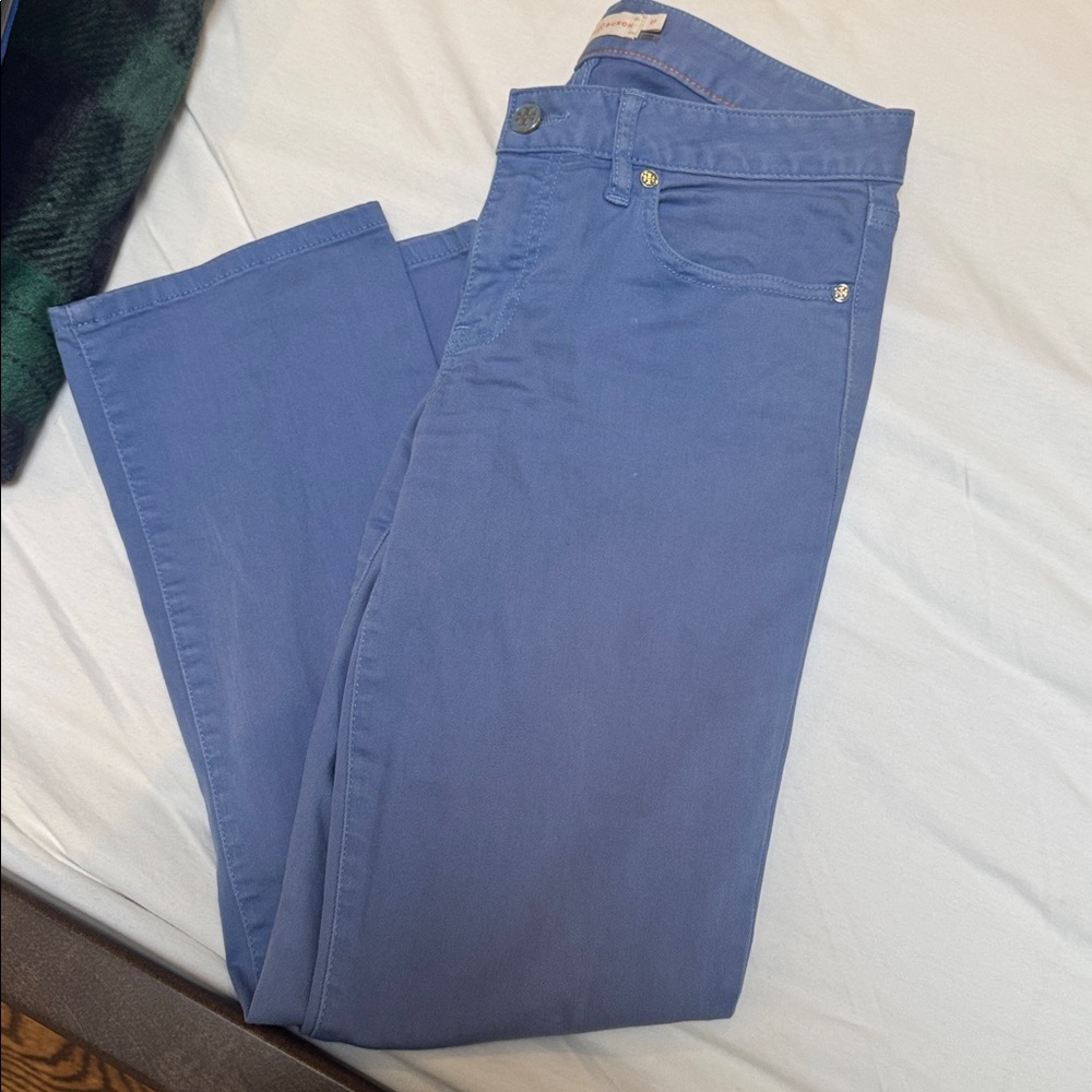 Tory Burch Mid-Rise Periwinkle Flare Jeans